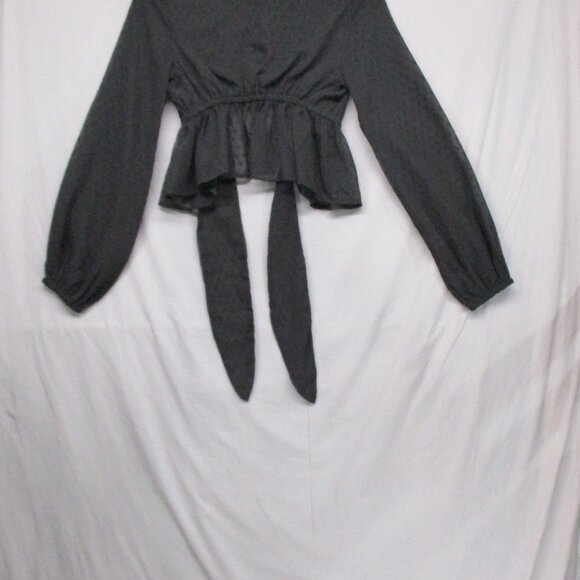 NWT BooHoo Sheer Crop Wrap Top Black Women Size | 6 - Picture 12 of 13